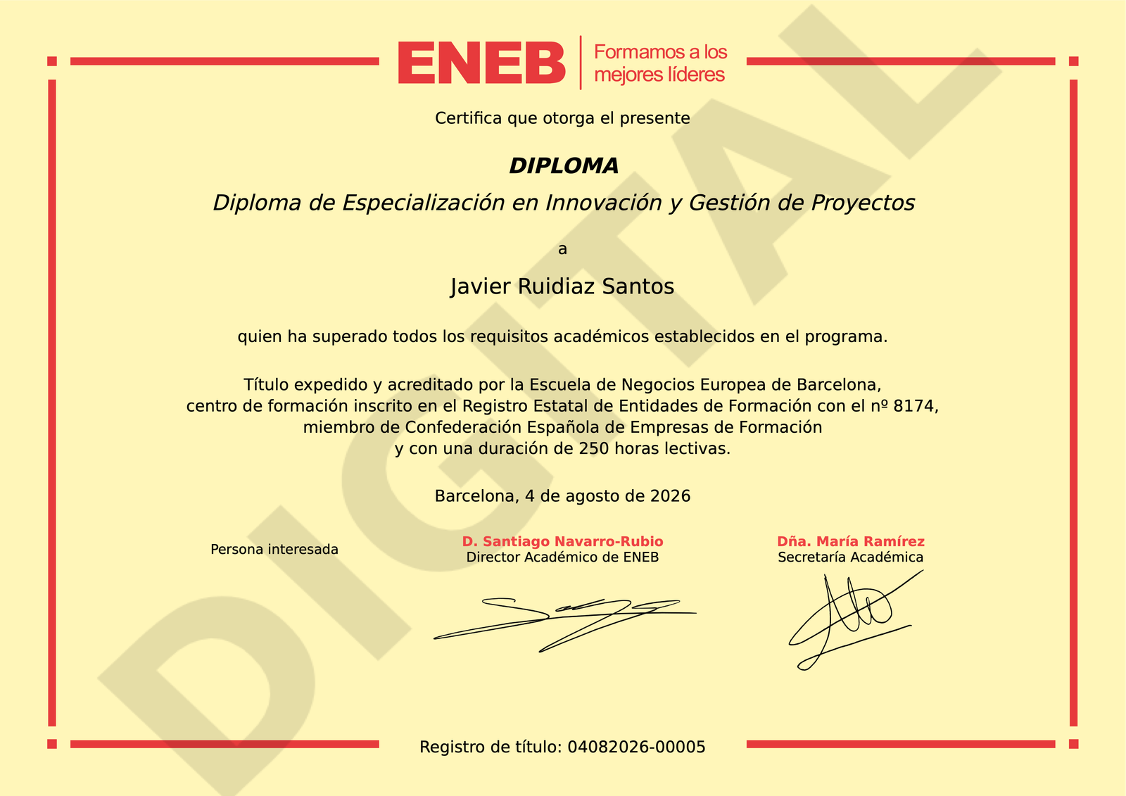 Diploma de Especialización en Innovación y Gestión de Proyectos